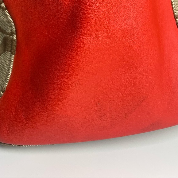 Coach Colette Red & Khaki Signature Carryall w/COA - Picture 16 of 16